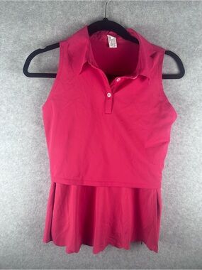 90 Degrees by Reflex Sleeveless Polo Peplum Top + Matching Skirt  - Activewear